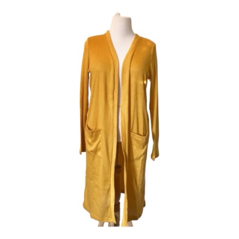 Cotton Emporium Ribbed Yellow  Midi Cardigan - NWT - Size Large